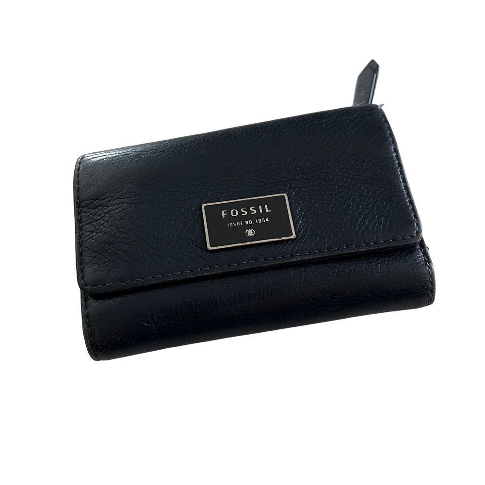 Fossil Navy Tri-fold Leather Wallet